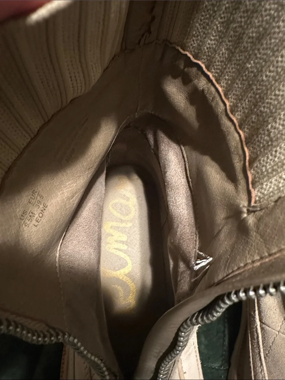 Sam Edelman Beige Front-Zip Chunky Sole Ankle Boots